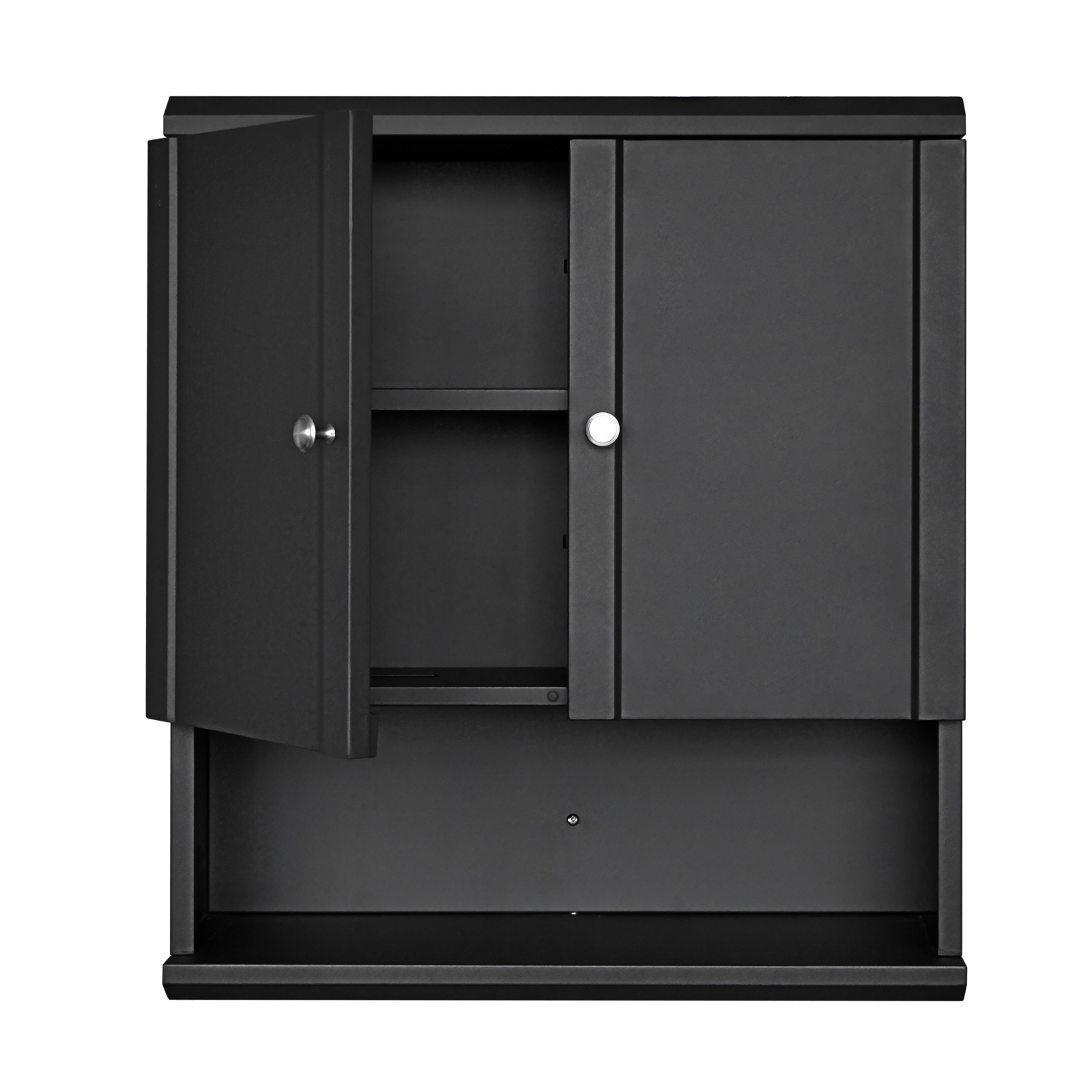 Fundin Black Bathroom Wall Cabinet with Hidden Tissue Slot & Adjustable Shelves, Over The Toilet Storage Cabinet for Bathroom Laundry Room