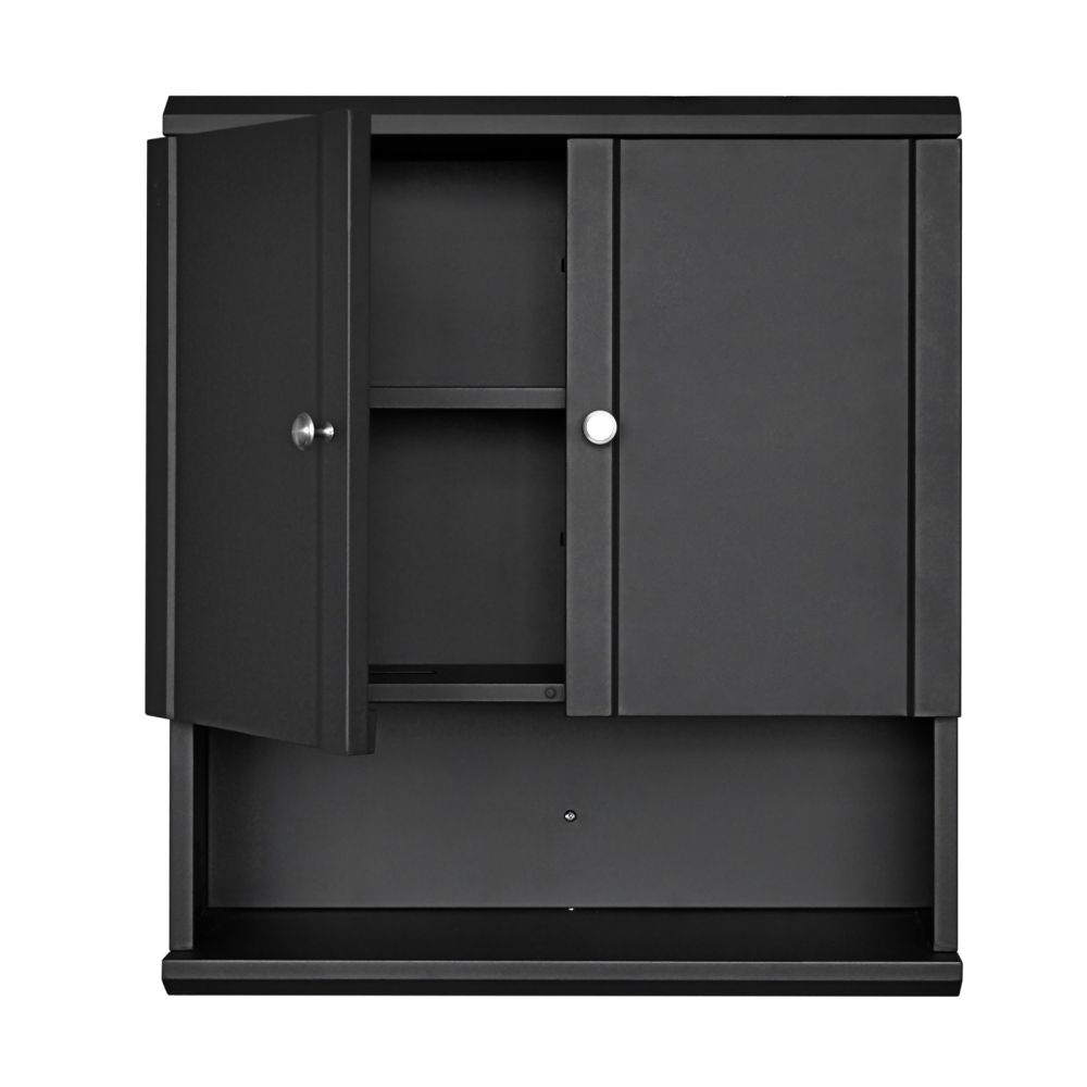 Fundin Black Bathroom Wall Cabinet with Hidden Tissue Slot & Adjustable Shelves, Over The Toilet Storage Cabinet for Bathroom Laundry Room