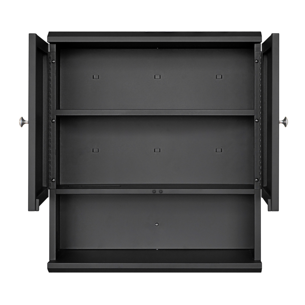 Fundin Black Bathroom Wall Cabinet with Hidden Tissue Slot & Adjustable Shelves, Over The Toilet Storage Cabinet for Bathroom Laundry Room