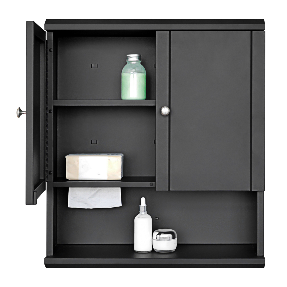 Fundin Black Bathroom Wall Cabinet with Hidden Tissue Slot & Adjustable Shelves, Over The Toilet Storage Cabinet for Bathroom Laundry Room