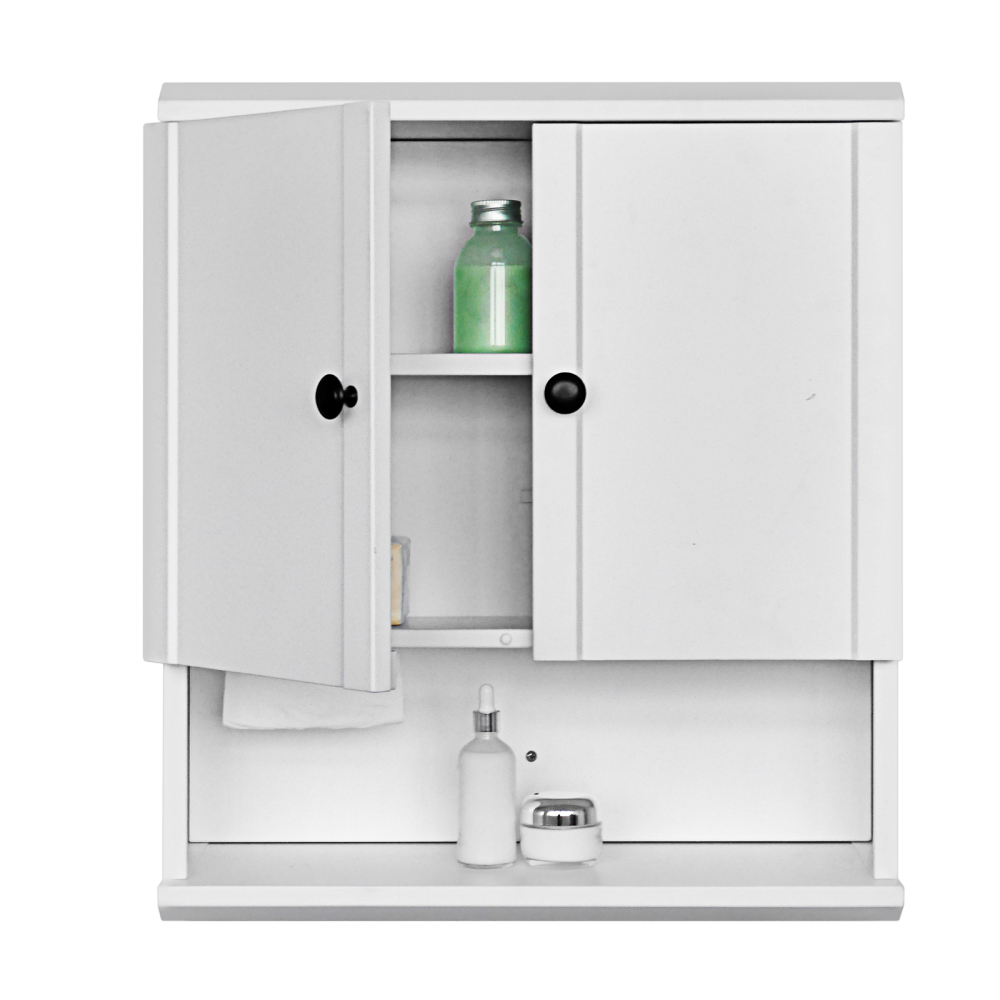 Fundin White Bathroom Wall Cabinet with Hidden Tissue Slot & Adjustable Shelves, Over The Toilet Storage Cabinet for Bathroom Laundry Room