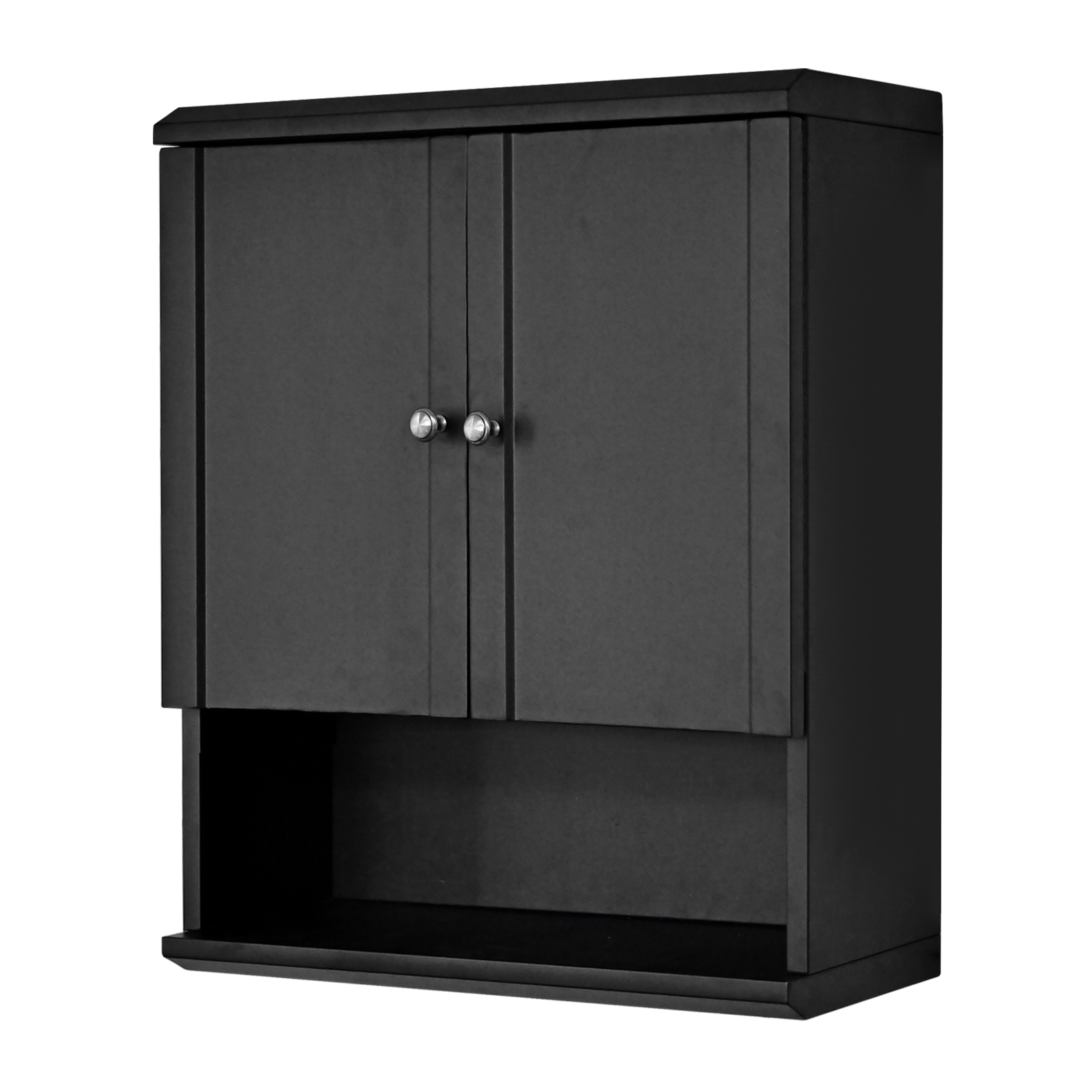 Fundin Black Bathroom Wall Cabinet with Hidden Tissue Slot & Adjustable Shelves, Over The Toilet Storage Cabinet for Bathroom Laundry Room