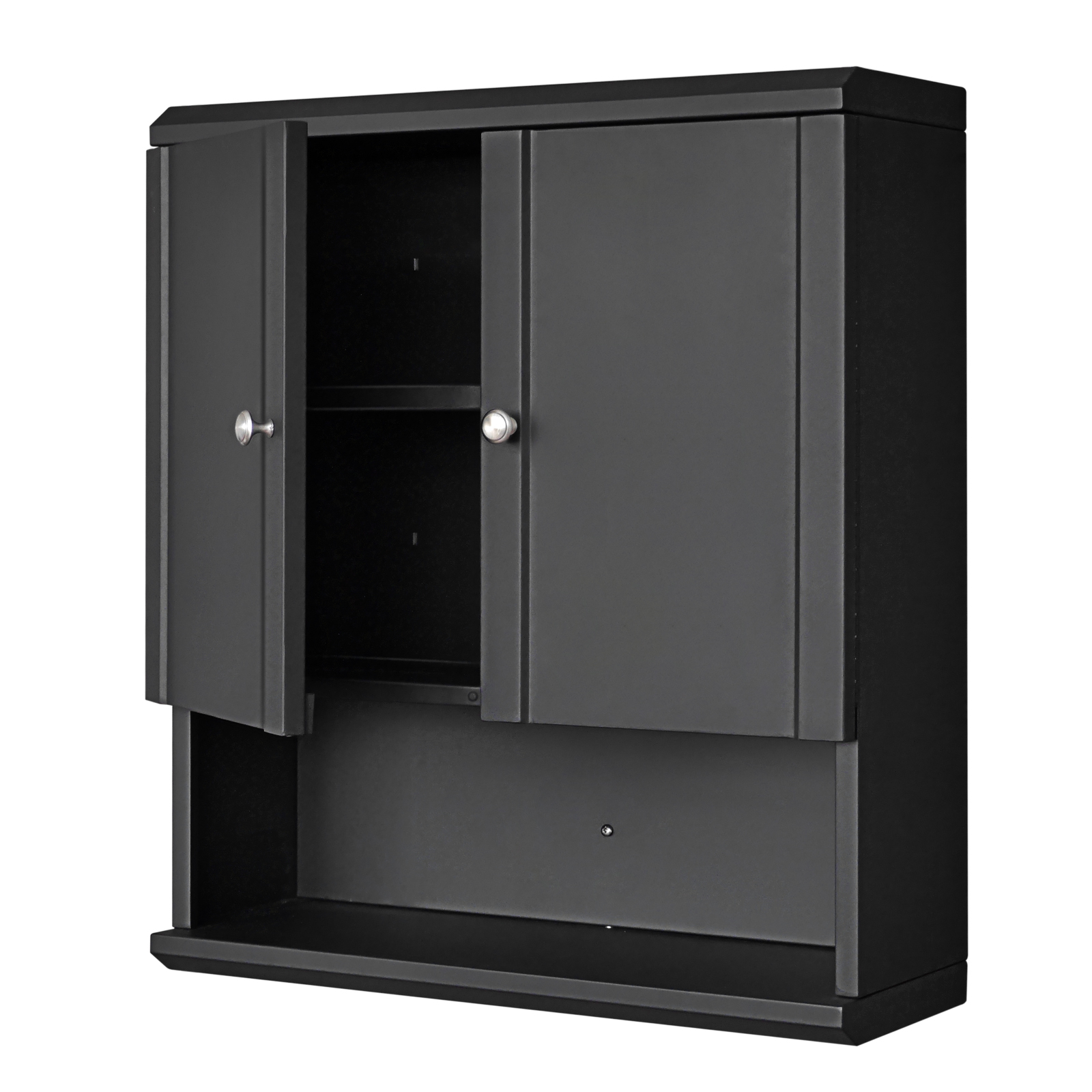 Fundin Black Bathroom Wall Cabinet with Hidden Tissue Slot & Adjustable Shelves, Over The Toilet Storage Cabinet for Bathroom Laundry Room