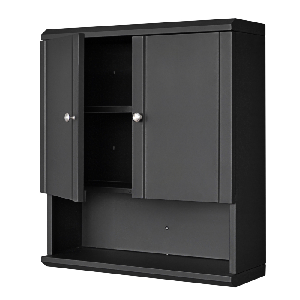 Fundin Black Bathroom Wall Cabinet with Hidden Tissue Slot & Adjustable Shelves, Over The Toilet Storage Cabinet for Bathroom Laundry Room