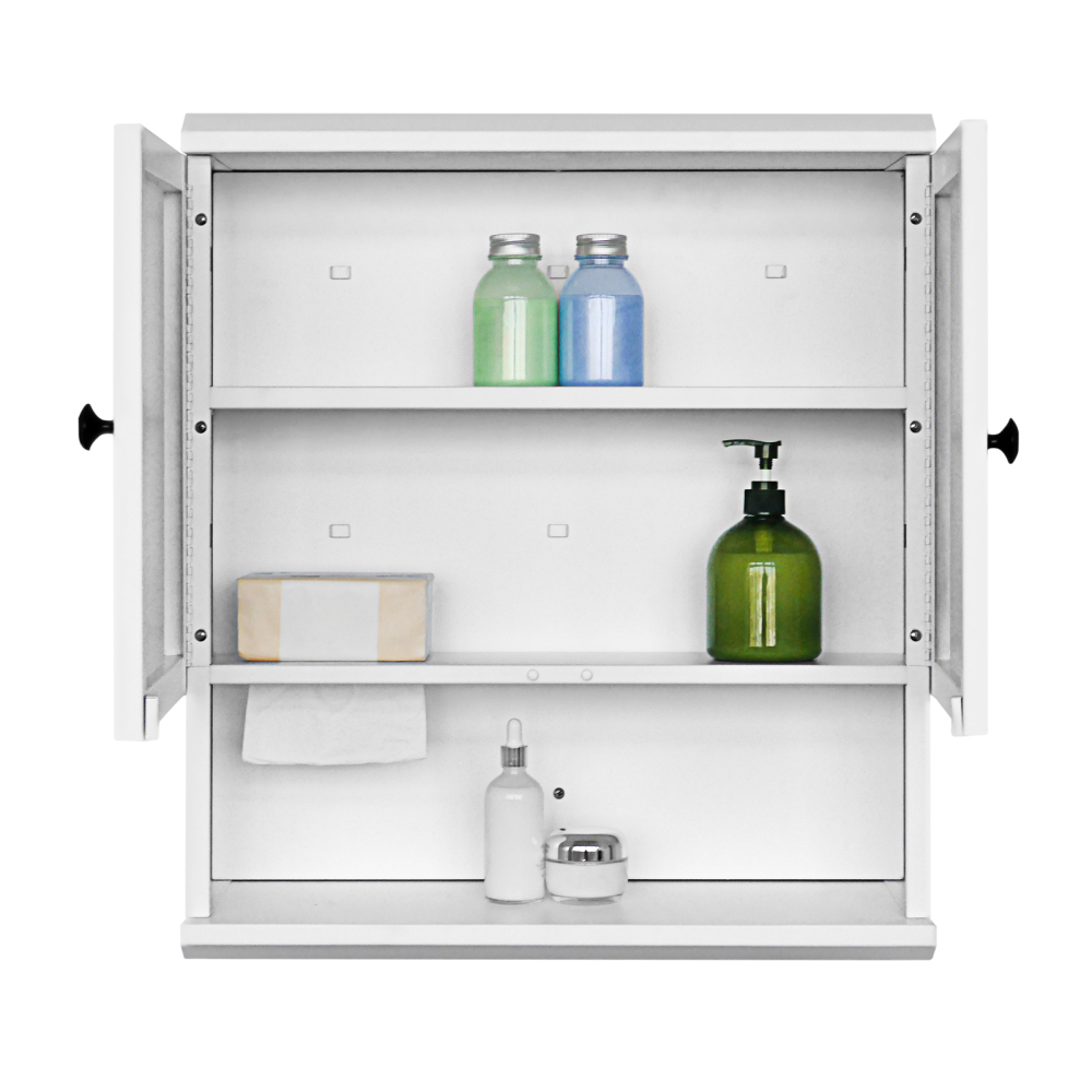 Fundin White Bathroom Wall Cabinet with Hidden Tissue Slot & Adjustable Shelves, Over The Toilet Storage Cabinet for Bathroom Laundry Room