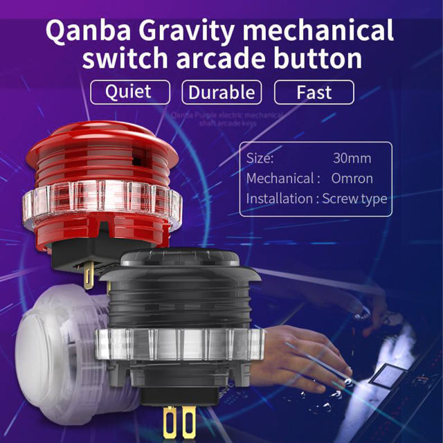 QANBA GRAVITY KS SERIES CLEAR 30mm Snap-In Mechanical Pushbutton – Arcade  Shock
