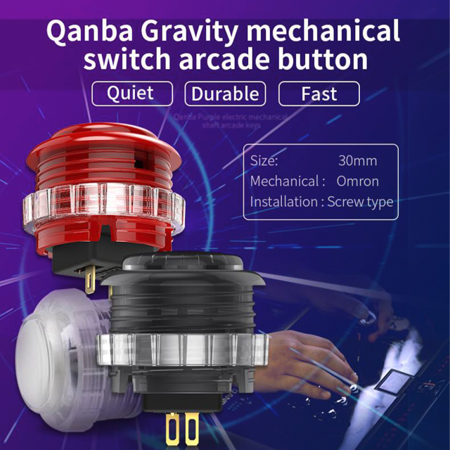 QANBA Gravity LX Clear 30mm Mechanical Pushbutton switch Arcade buttons