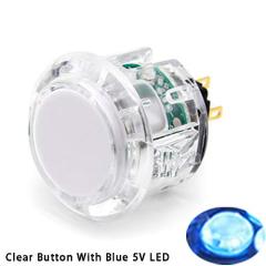 QANBA 30mm LED Arcade Buttons Illuminated Snap In Push Button With Blue LED