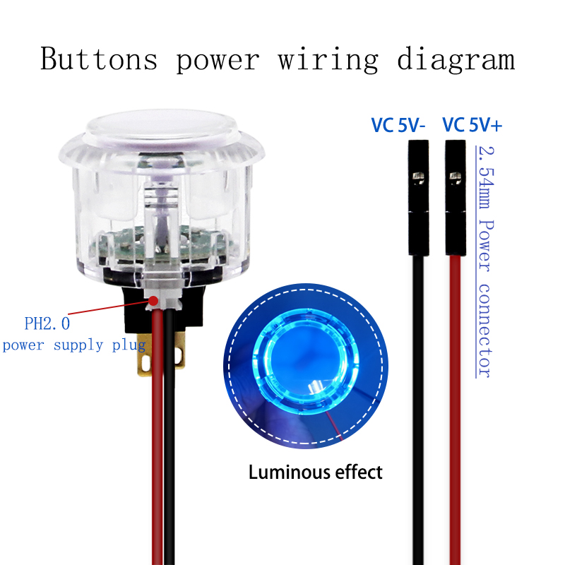 QANBA 30mm LED Arcade Buttons Illuminated Snap In Push Button With Blue LED