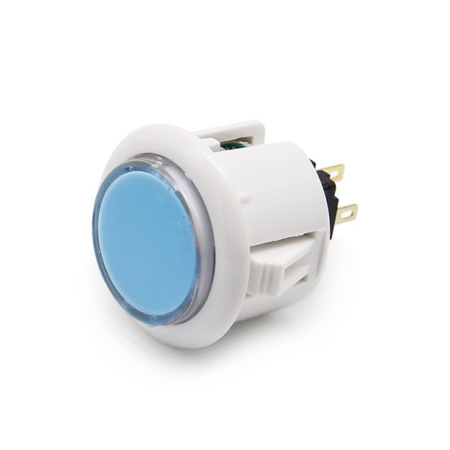 QANBA 30mm LED Arcade Buttons Illuminated Snap In Push Button With Blue LED