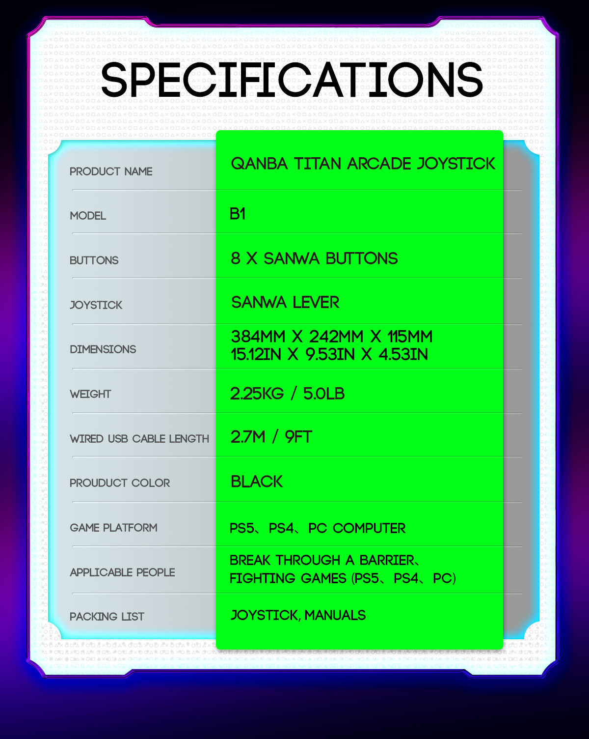 Qanba Titan Arcade Fightstick for PS5 PS4 PC