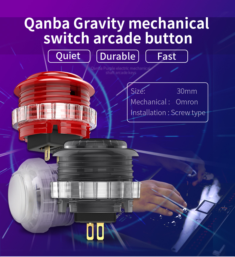 QANBA Gravity LX Clear 30mm Mechanical Pushbutton switch Arcade buttons