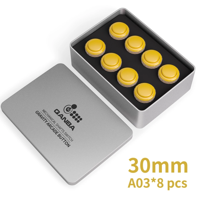 Qanba Gravity Ks Boutons d'arcade mécaniques de 30 mm 24 mm Bouton-poussoir mécanique à encliquetage (Boîte… (Blanc clair E02(12 pcs