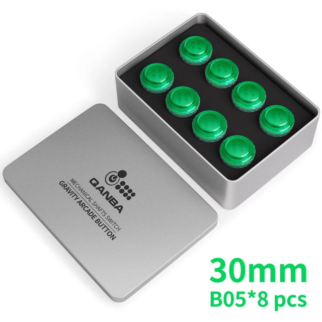 Qanba Gravity Ks Boutons mécaniques d'arcade 30 mm 24 mm à encliquetage Boutons-poussoirs mécaniques (Boîtés… (Vert clair E05 (12 pièces