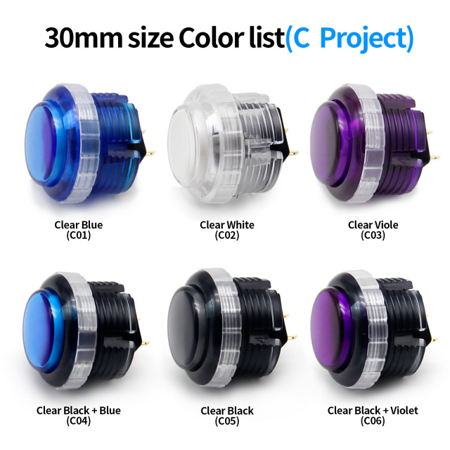 QANBA Gravity LX Clear 30mm Mechanical Pushbutton switch Arcade buttons