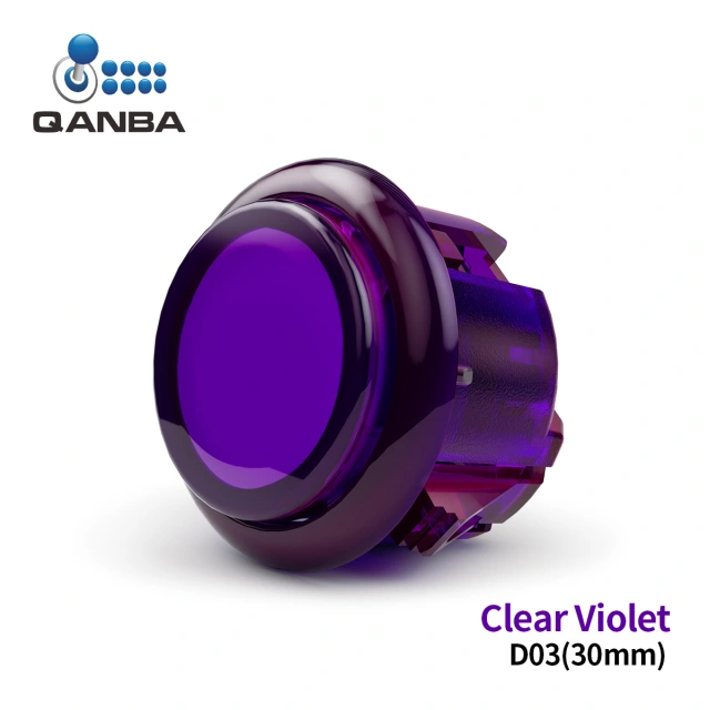 Qanba Gravity KT Boutons Arcade Mécaniques 30 Mm – Rose Transparent, Interrupteurs Omron, Distance Réglable, Silencieux
