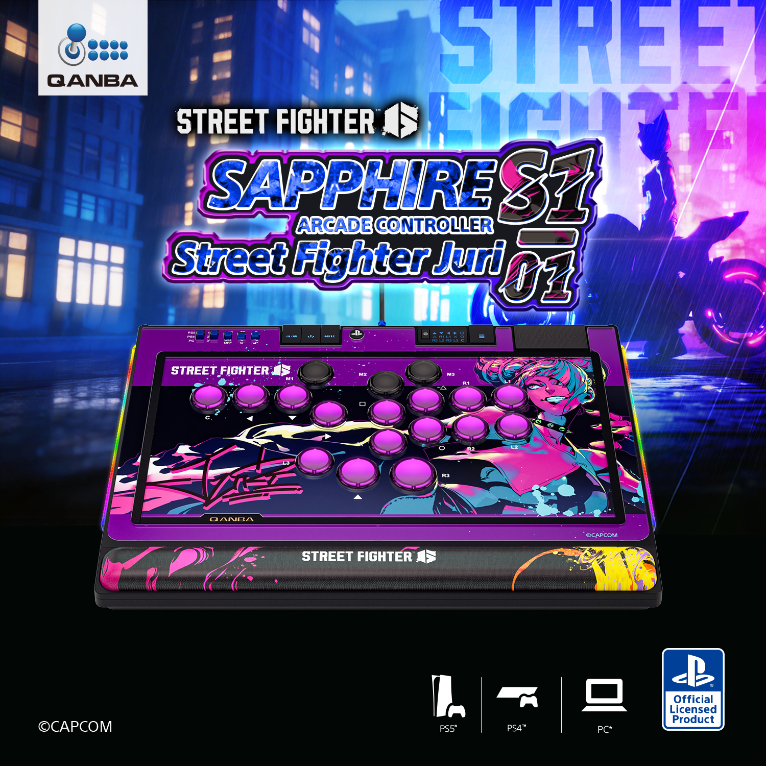 QANBA SAPPHIRE S1 Leverless Arcade Controller  CAPCOM  Street Fighter Juri