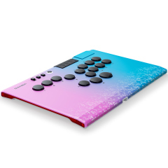 Qanba Ruby Super Wireless 1ms Ultra-low Latency Arcade Fight Stick Controller, 1.5cm Ultra Slim Kaihua Silent Linear Switches, 20m Stable Connection (Carbon Fiber Black / Phantom Pink & Blue) | Free Carry Bag for Launch