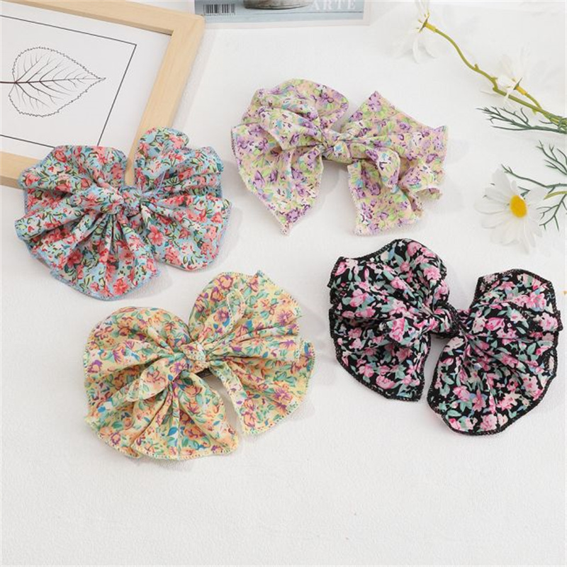 Korean Bow-knot Printing Hair Clips Distributor