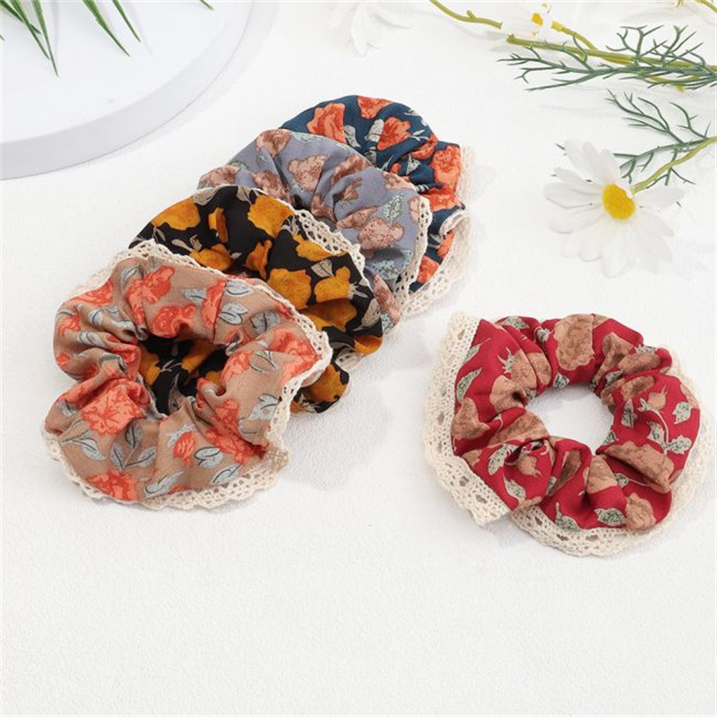 Lace Edge Flowers Hair Scrunchies Distributor