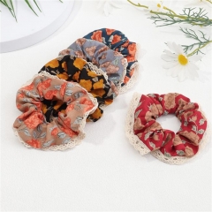 Lace Edge Flowers Hair Scrunchies Distributor
