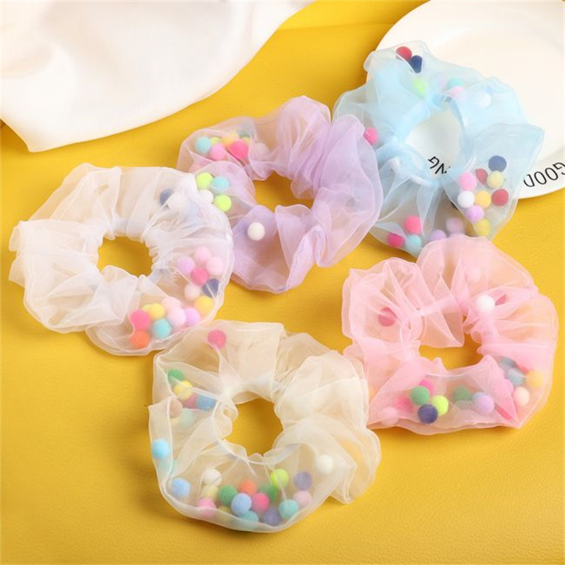 Organza Hair Scrunchies with Pom Balls Distributor