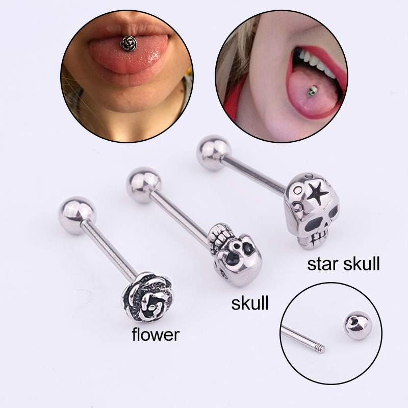 Steel Skull Flower Steel Tongue Piercing Distributor