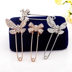 Wholesale Jewelry Rhinestone Butterfly Bow-knot Form Brooch Pin