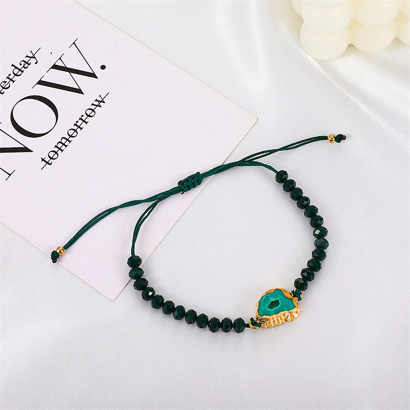 Wholesale Jewelry Elegant Green Beads Stone Fabric Bracelet