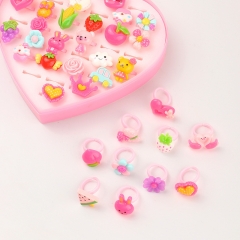 Wholesale Jewelry Cute Resin Fruit Pattern Children's Ring Set