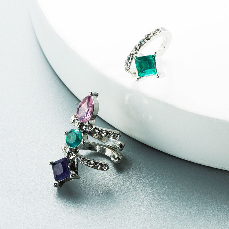 Wholesale Jewelry Trendy Colored Zircon Single Ear Clip