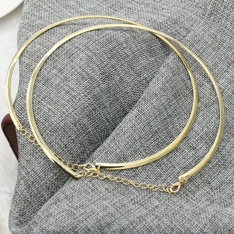 Wholesale Jewelry Simple Golden Silver Metal Choker Necklace