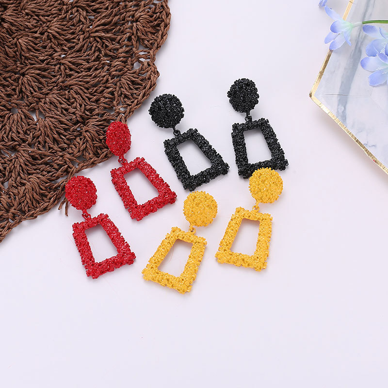 Wholesale Jewelry Trendy Frosted Geometric Alloy Earrings