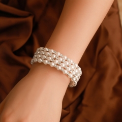 Wholesale Jewelry Graceful Rhinestone Pearl Bride Bracelet