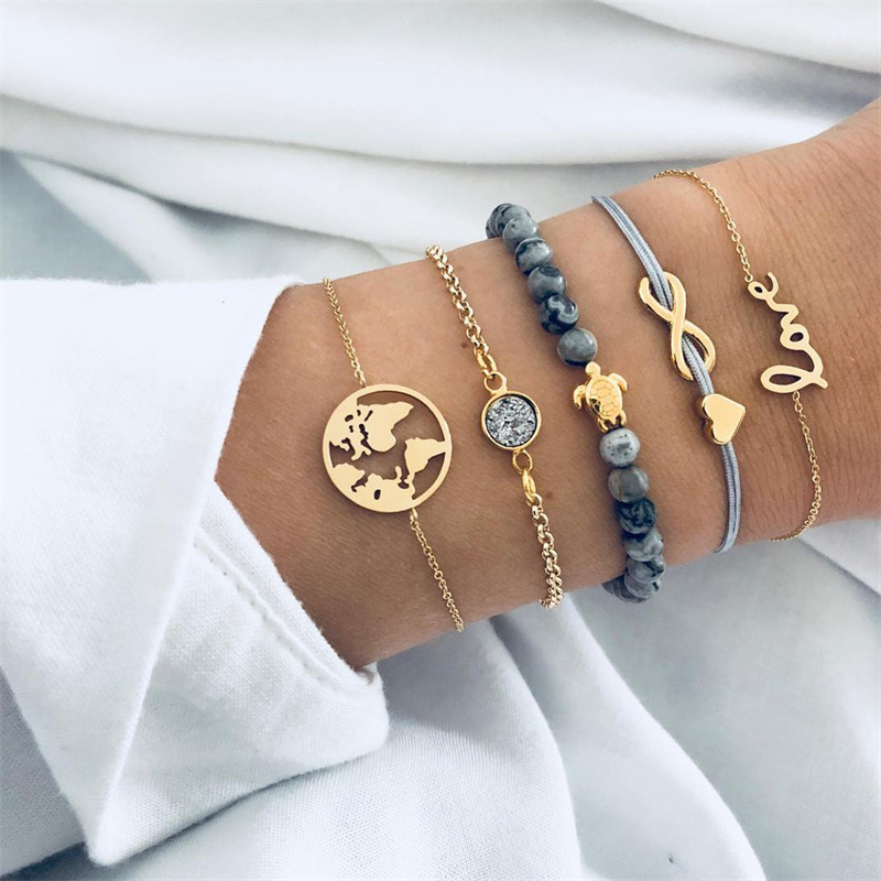 Wholesale Jewelry Alloy Eight Bracelets 5 Piece Set