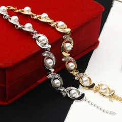 Wholesale Jewelry Golden Silver Pearl Rhinestone Bracelet