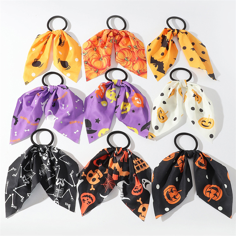 Halloween Group Chiffon Print Hair Ties Set Supplier