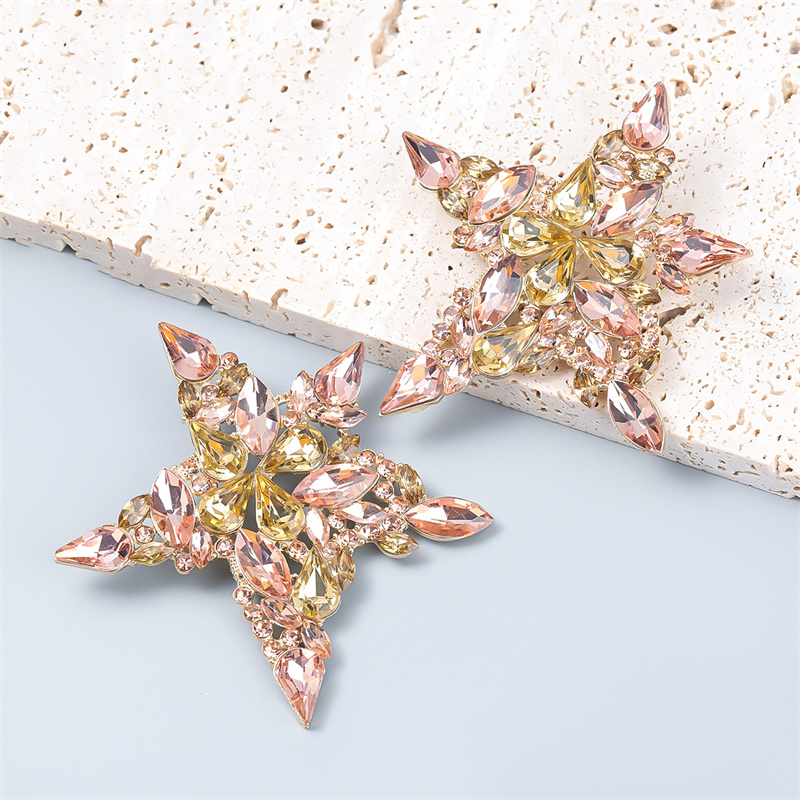 Exaggerated Five-pointed Star Shape Earrings Alloy Inlaid with Rhinestones Supplier