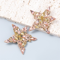 Exaggerated Five-pointed Star Shape Earrings Alloy Inlaid with Rhinestones Supplier