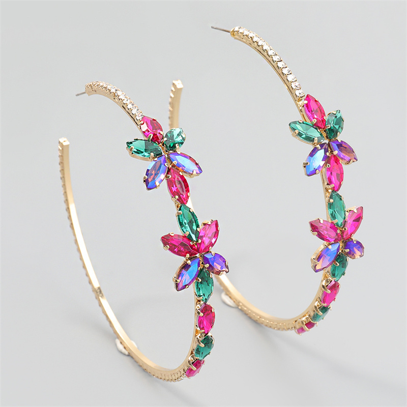 Cute Two Flowers Pattern Alloy Earrings Supplier