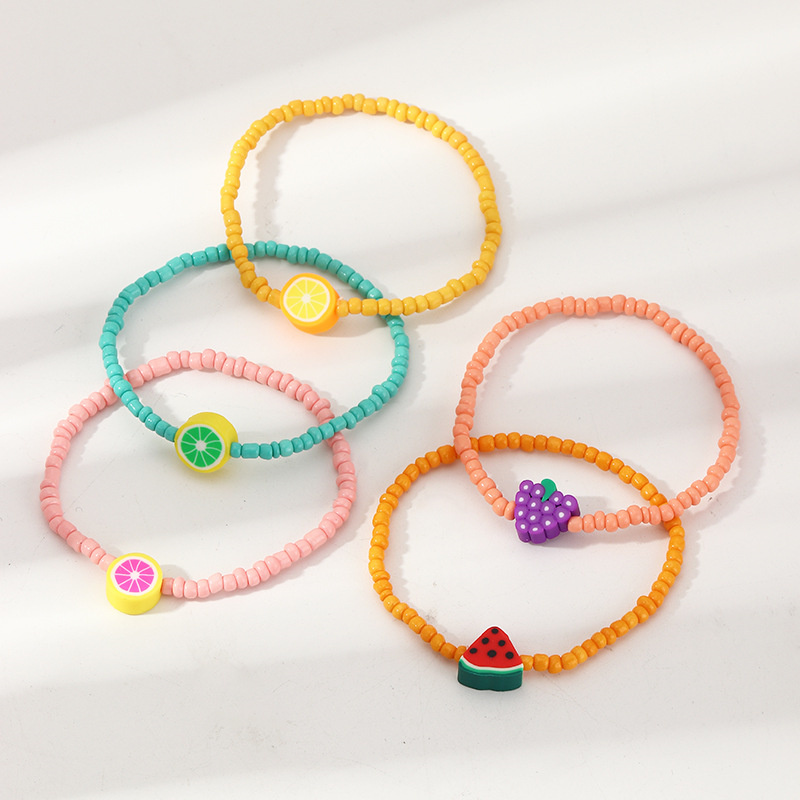 Simple Multicolor Bead Fruit Pattern Bracelet Supplier