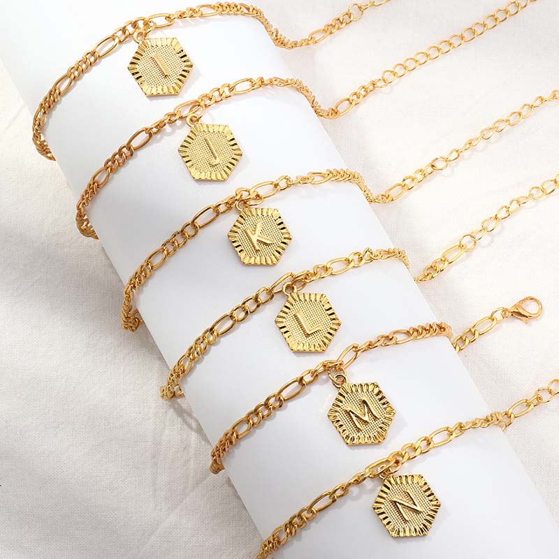 Simple 26 English Letters Alloy Anklet for Party Supplier