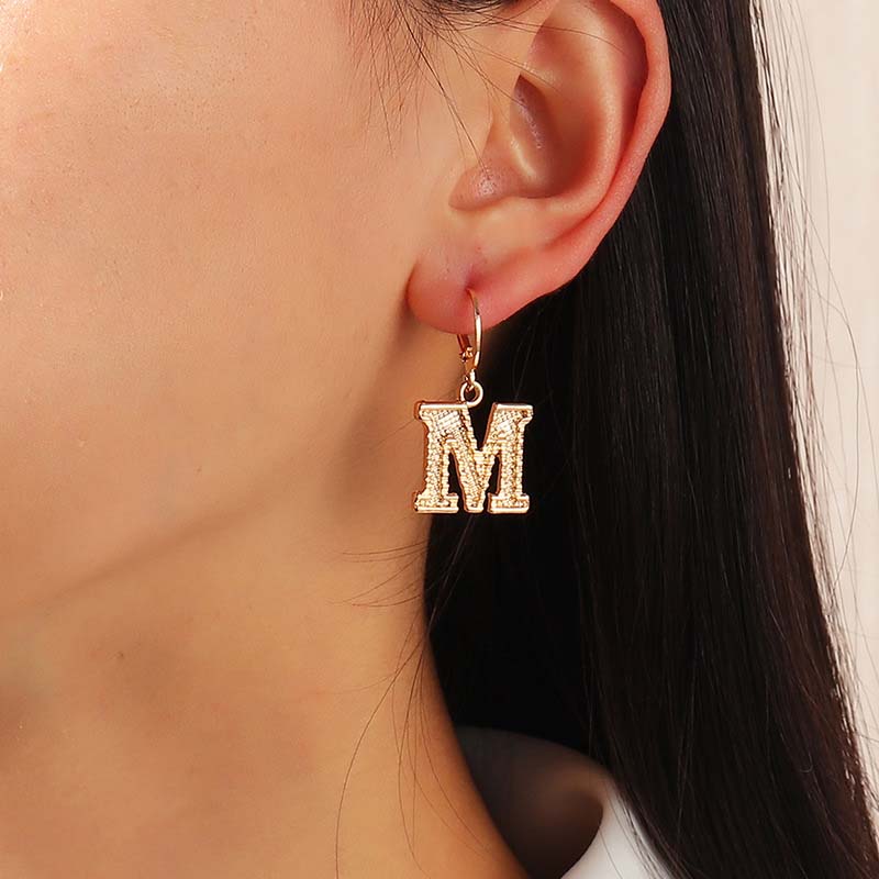 Fashion Girl Metal Alloy 26 Letters Earrings Supplier