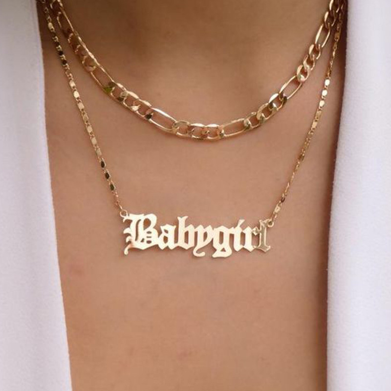 Personalized Double Layer Simple English Babygirl Letter Necklace Manufacturer