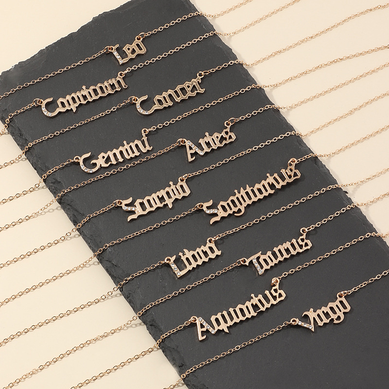 Simple English Letters Twelve Constellations Necklace Manufacturer