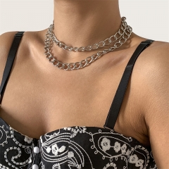 Punk Double Layered Hollow Metal Chain Necklace Manufacturer