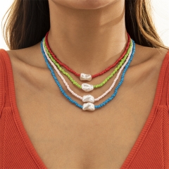 Baroque Pearl Woven Necklace Simple Colorful Beaded Chain Manufacturer