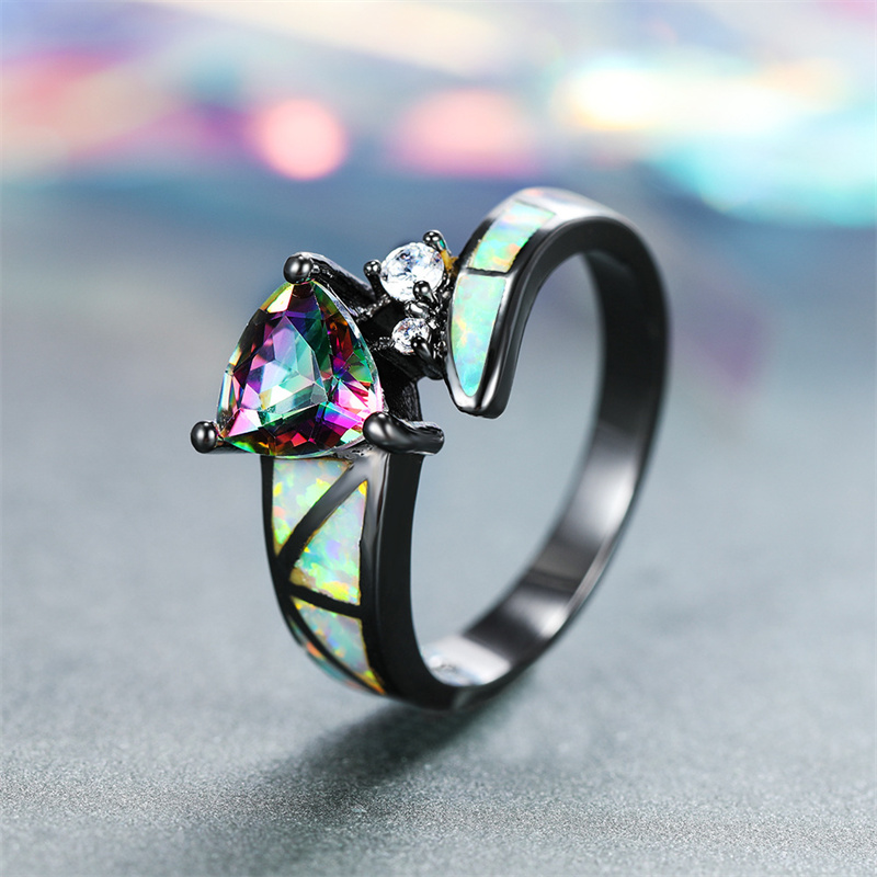 Niello White Opal Dazzling Triangle Shape Ring Supplier