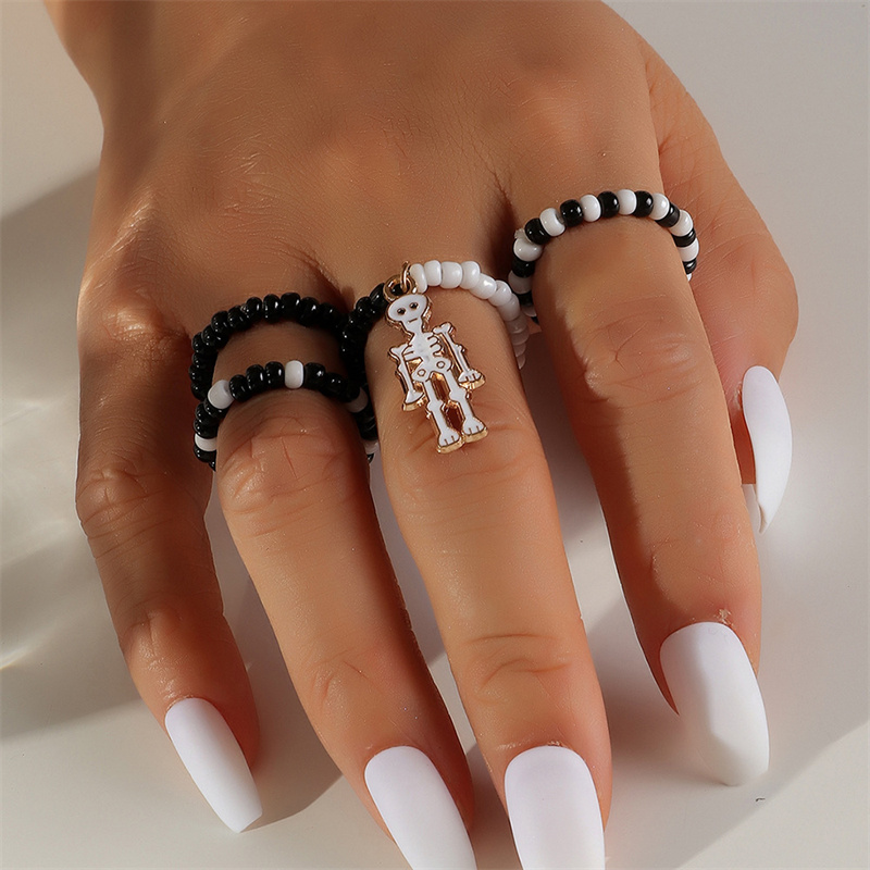 Party Creative Elastic Ring Skull Skeleton Halloween Ring Distributor