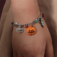 Punk Style Thick Chain DIY Pumpkin Imp Skull Halloween Bracelet Distributor